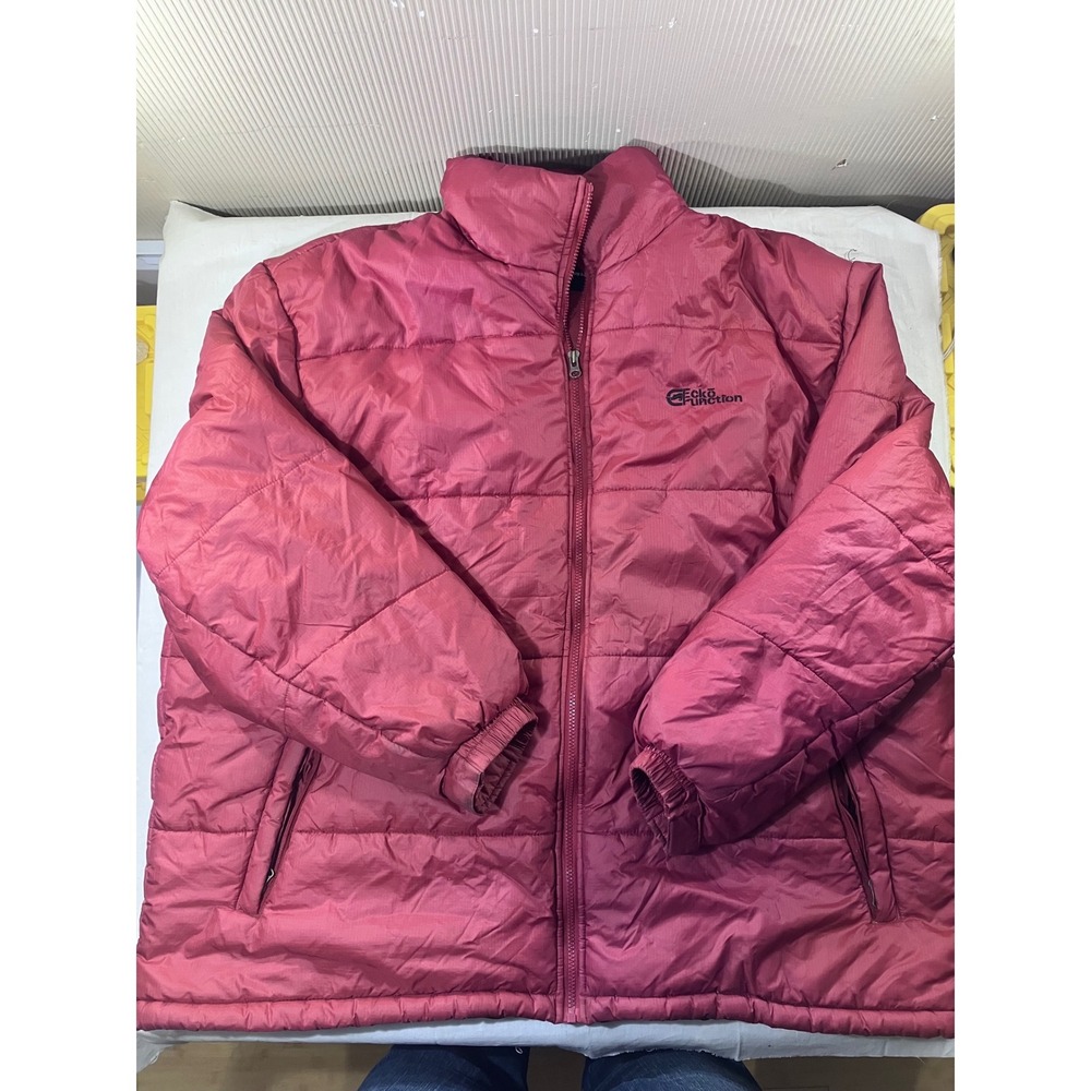 Ecko Function Puffer Jacket Burgundy Quilted Zip‎ Up Padded Coat 3XL